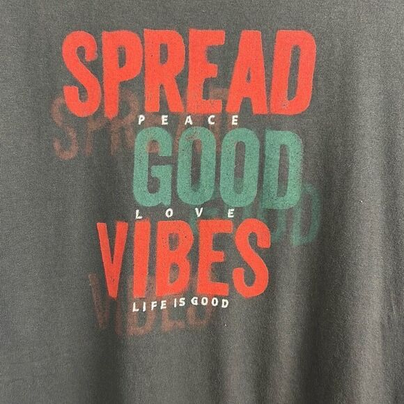 Life Is Good Womens Tshirt Sz Medium Gray Short Sleeve SPREAD GOOD VIBES PEACE L - Picture 2 of 7